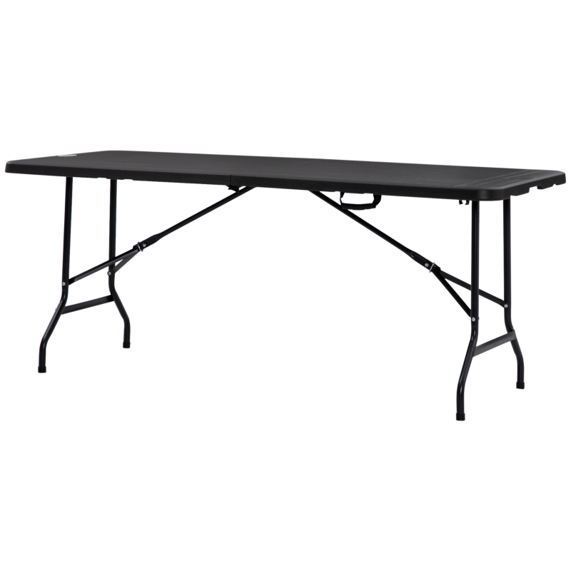 Best Folding Garden Dining Table for 6, Rectangular Outdoor Dining Table with HDPE Tabletop, Foldable Garden Table with Steel Frame for Balcony, Porch, Charcoal Grey - Image 11