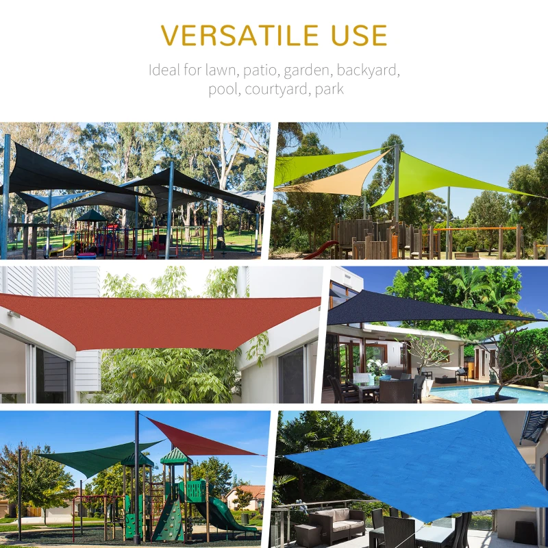 Best 5x5m Triangle Sun Shade Sail Outdoor UV Protection HDPE Canopy w/ Steel Rings Ropes UV Block Outdoor Patio Shelter Grey - Image 5