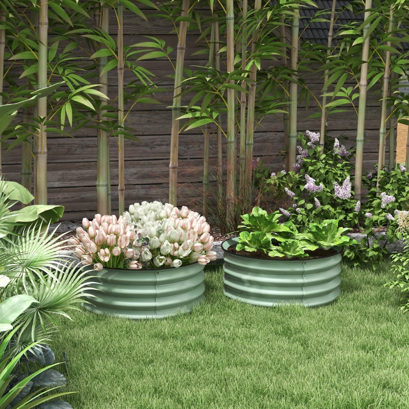 Best Set of 2 Raised Garden Bed, Metal Planter Box with Safety Edging, Easy-to-assemble Stock Tank, Green - Image 10