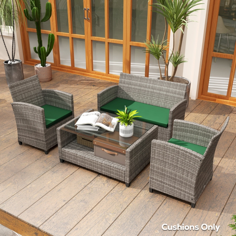 Best Outdoor Seat Cushion Pads for Rattan Furniture, 3 PCs Garden Furniture Cushions, Green - Image 9