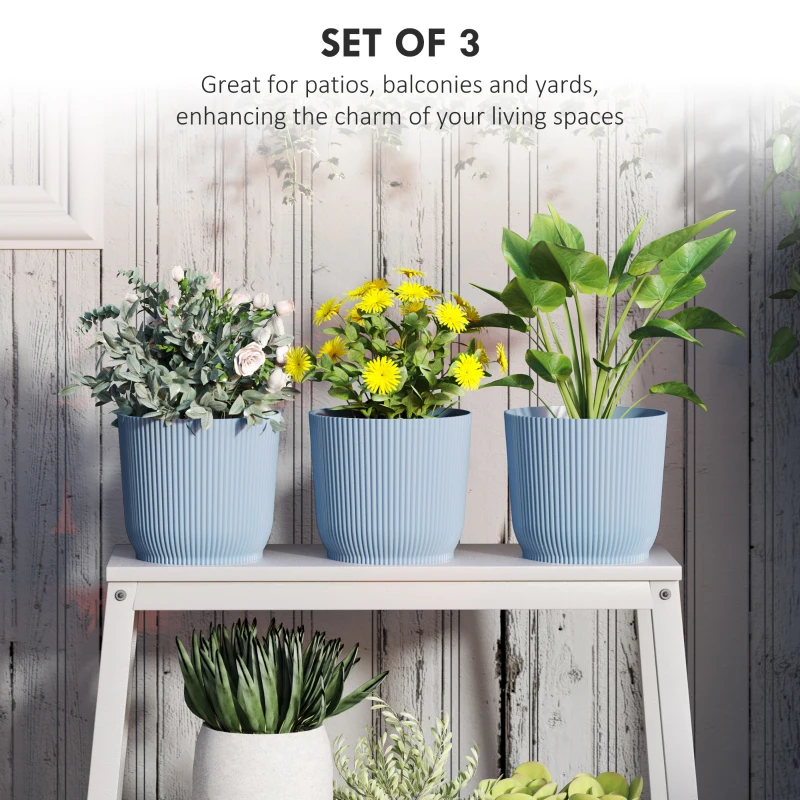 Best Set of Three Ф22cm Planters - Blue - Image 4