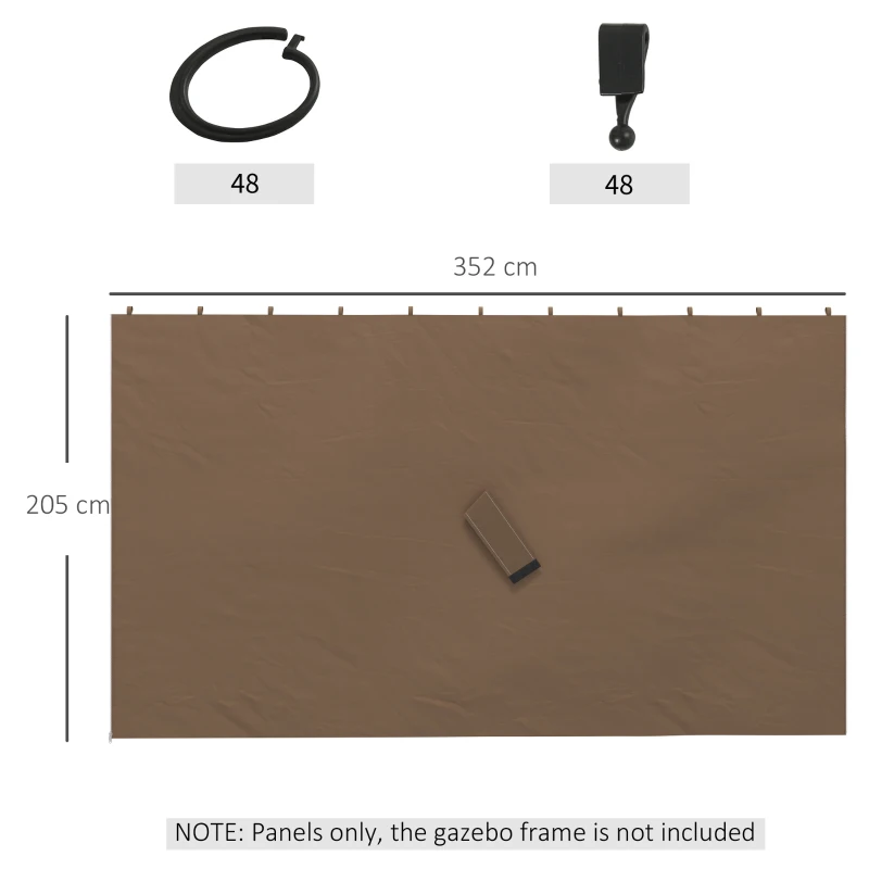 Best Set of Four 3 x 4m Gazebo Replacement Walls - Dark Brown - Image 3