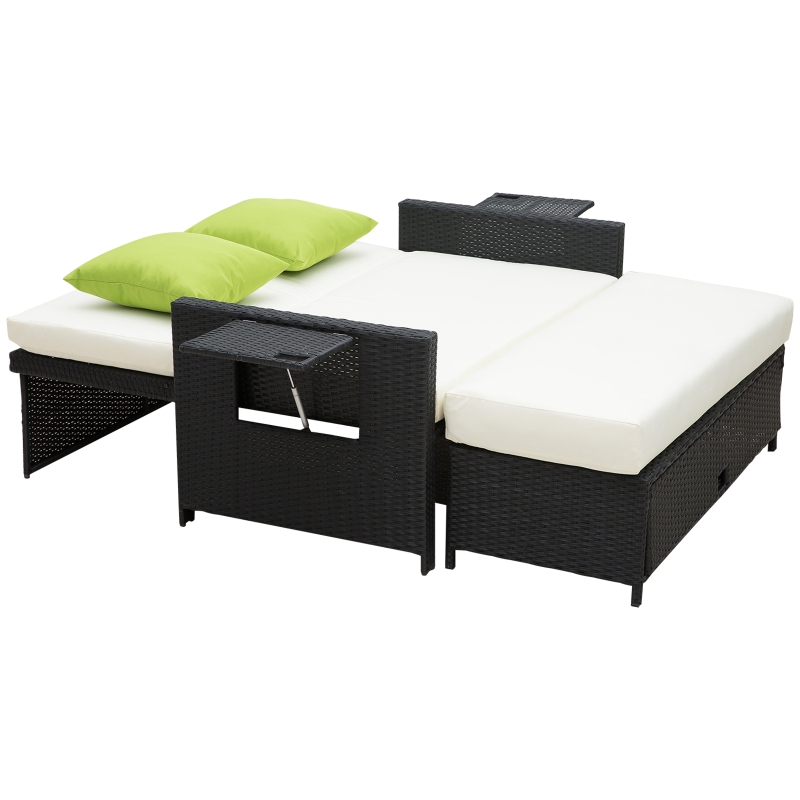 Best Rattan 2-Seater Sofa Sun Lounger Bed-Black - Image 11