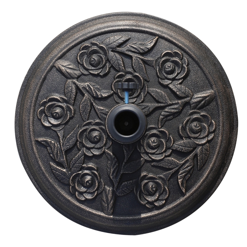 Best 9kg Garden Parasol Base, Round Resin Cast Iron Effect Sun Umbrella Base, Outdoor Umbrella Stand for 38mm or 48mm Outdoor Umbrella Poles, Bronze Tone - Image 9