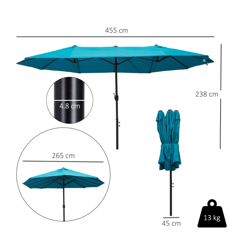 Best 4.6m Canopy Parasol - Blue - Image 3