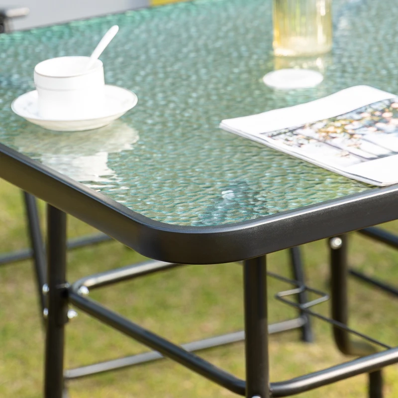 Best 5 Piece Garden Dining Set Outdoor Dining Furniture 4 Folding Chairs, Glass Top Table with Parasol Hole, Texteline Seats, Black - Image 8