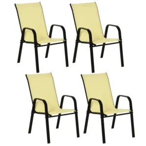 Best Set of Four Stackable Mesh Seat Chairs - Beige
