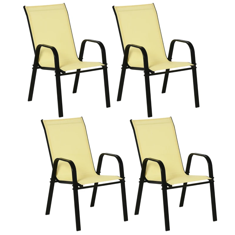 Best Set of Four Stackable Mesh Seat Chairs - Beige