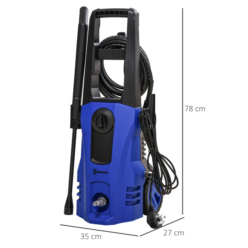 DURHAND High Pressure Washer, 150 Bar Pressure, 510 L/h Flow, 1800W, High-Performance Portable Power Jet Wash Cleaner, Blue - Image 3