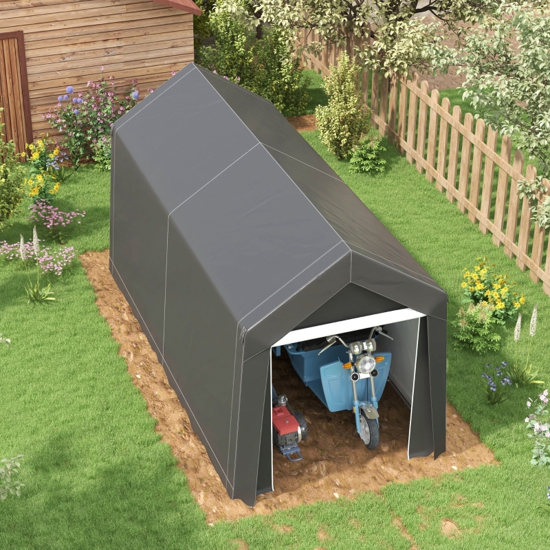 Best 3.6 x 2.1m Portable Outdoor Shed, with Window - Dark Grey - Image 9