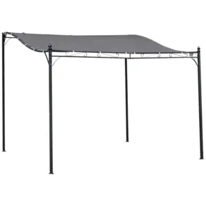 Best 3x3m Freestanding Metal Wall Awning Canopy Grey
