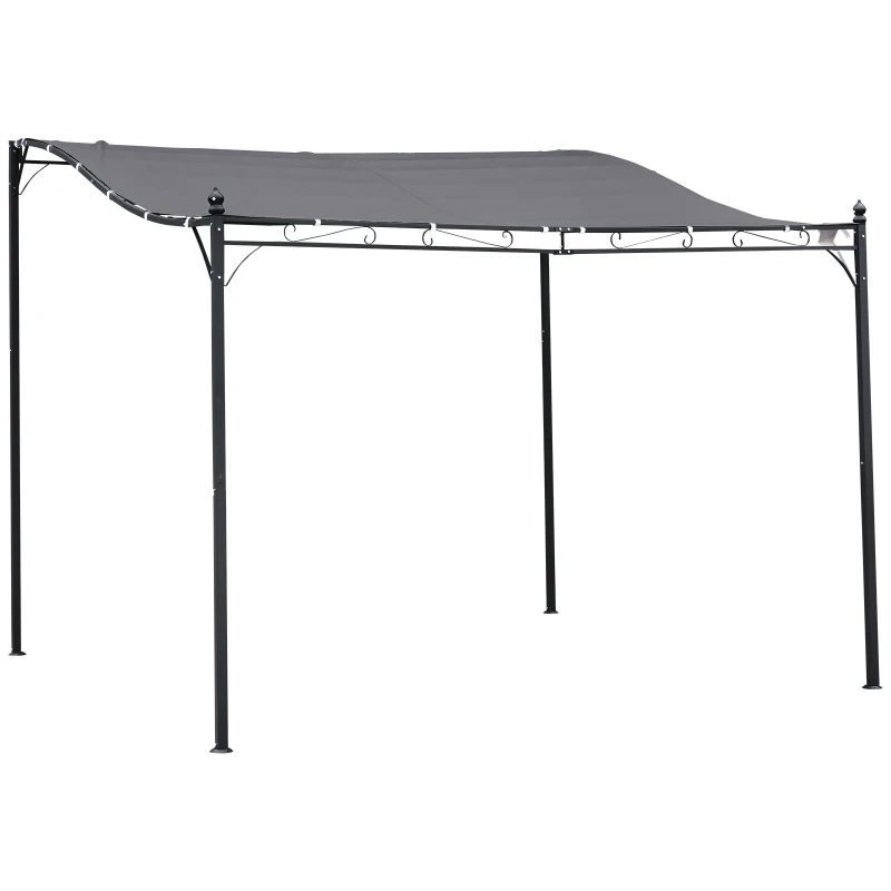 Best 3x3m Freestanding Metal Wall Awning Canopy Grey