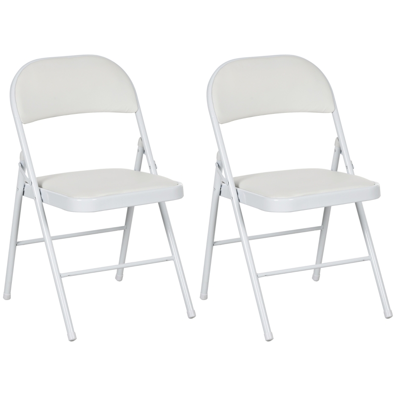 Best Set of Two Cushioned Steel Folding Chairs - White - Image 10