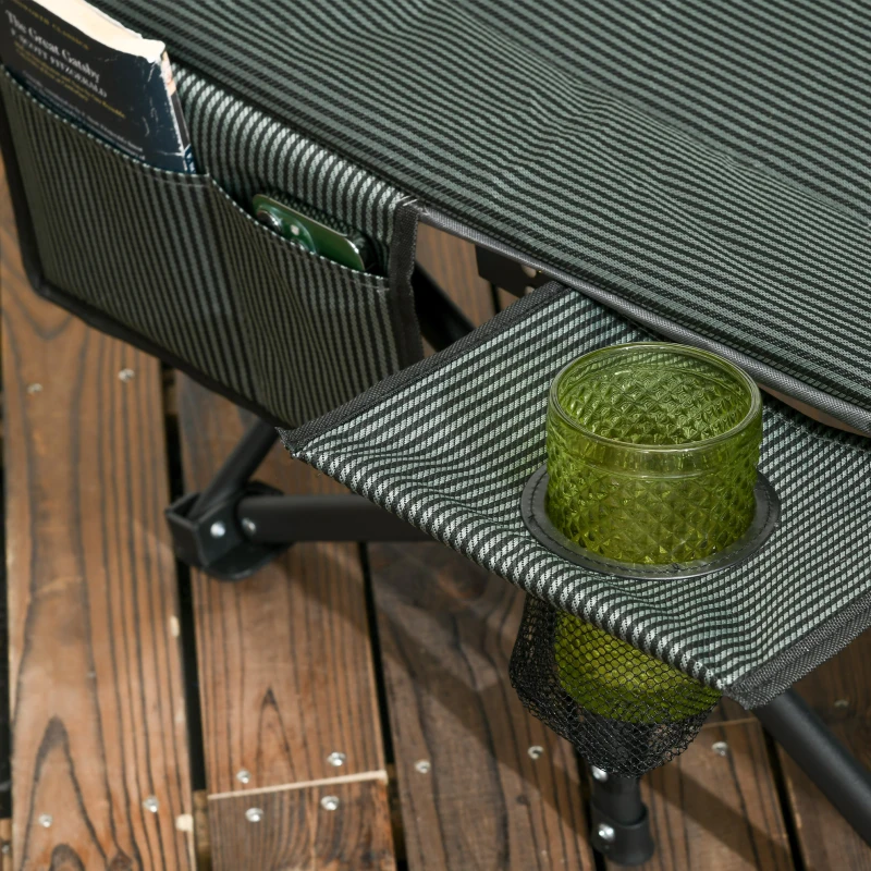 Best Foldable Sun Lounger, Padded Patio Camping Bed with Carry Bag, Magazine Bag and Cup Holder for Outdoor, Garden, Porch, Grey - Image 8