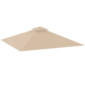 Best 3x3(m) Replacement Gazebo Canopy, Double Tier Roof Top for Garden, Patio, Outdoor, Khaki (TOP ONLY)