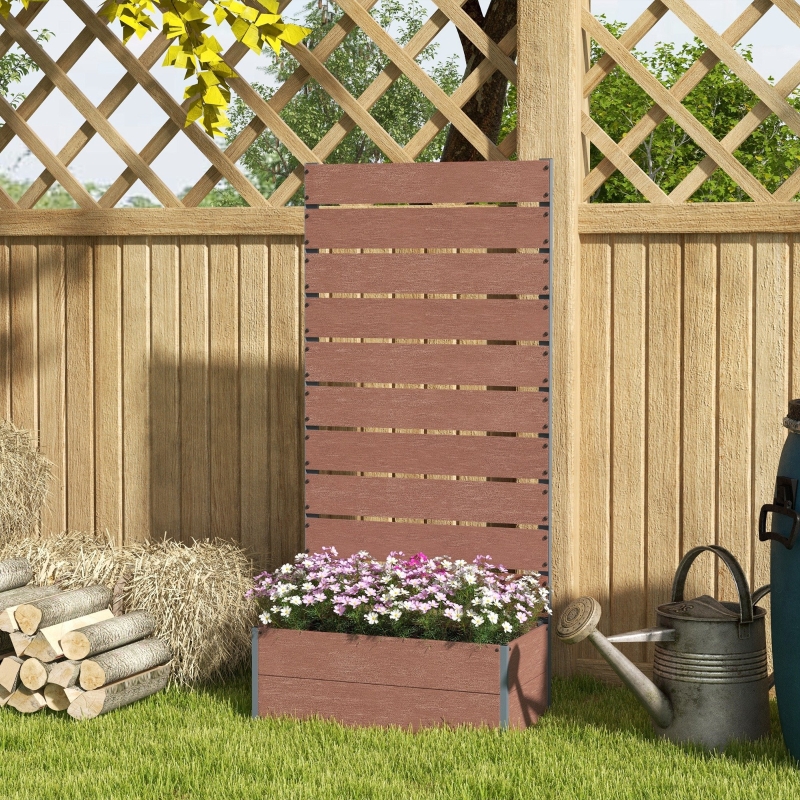 Best 34 x 69.5cm Garden Planter Box, with Back Trellis, Brown - Image 10