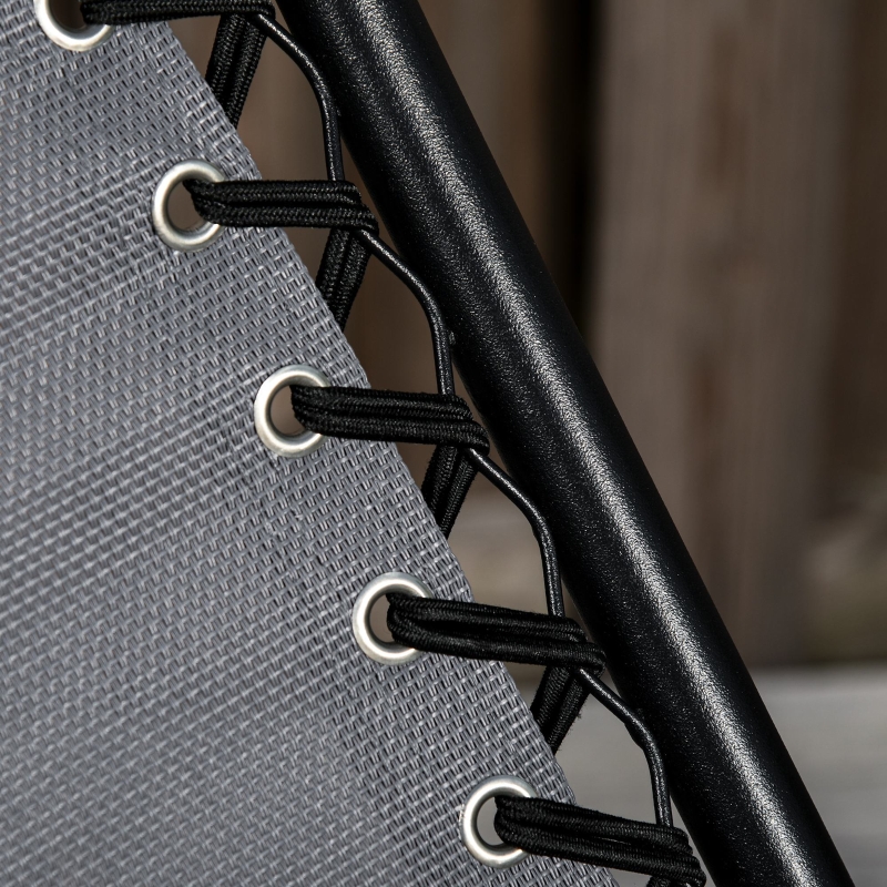 Best Garden Rocking Chair Folding Recliner Outdoor Adjustable Sun Lounger Rocker Zero-Gravity Seat with Headrest Side Holder Patio Deck - Grey - Image 9