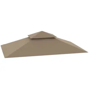 Best Grill Gazebo Replacement Canopy Roof for 1.5 x 2.4m Frame, UPF50+ Protection, Double Tiered 5' x 8' Outdoor BBQ Gazebo Cover Replacement, TOP COVER ONLY, Khaki
