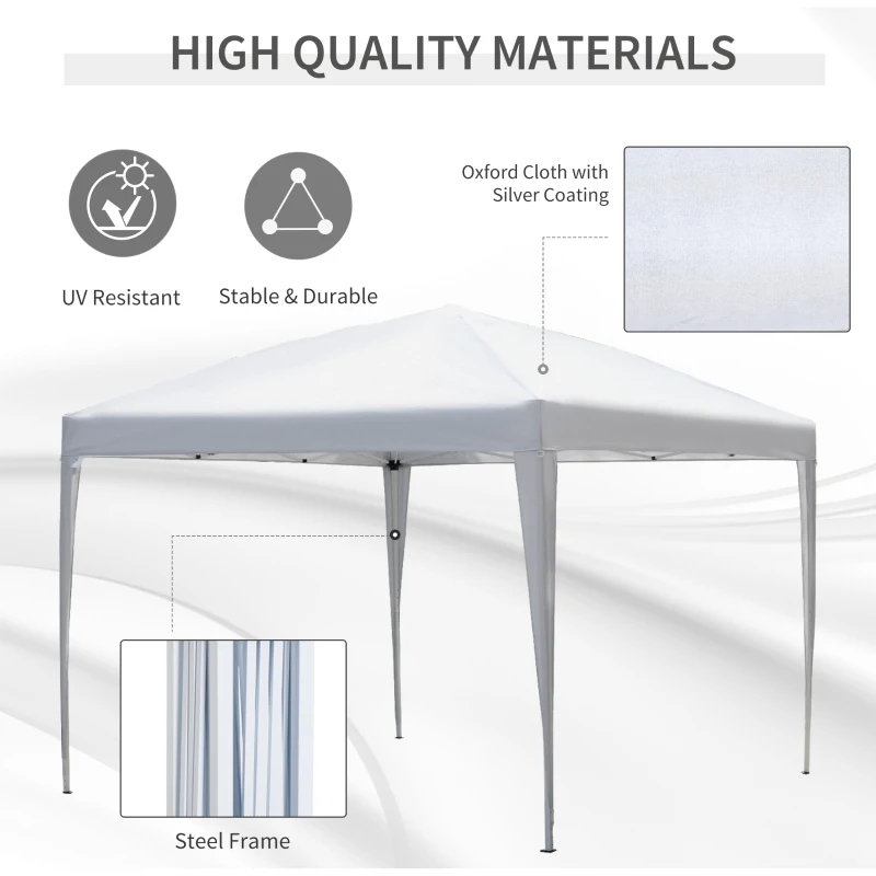 Best 3 x 3M Garden Pop Up Gazebo Height Adjustable Marquee Party Tent Wedding Canopy with Carrying Bag, White - Image 4