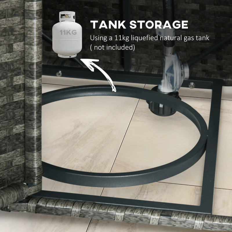 Best 6 Seater Rattan Garden Furniture Set, Gas Fire Pit Table, Wicker Loveseat, 2 Armchairs and 2 Footstools, 6 Piece Patio Rattan furniture Sofa Sets with Cushions for Conservatory, Grey - Image 5