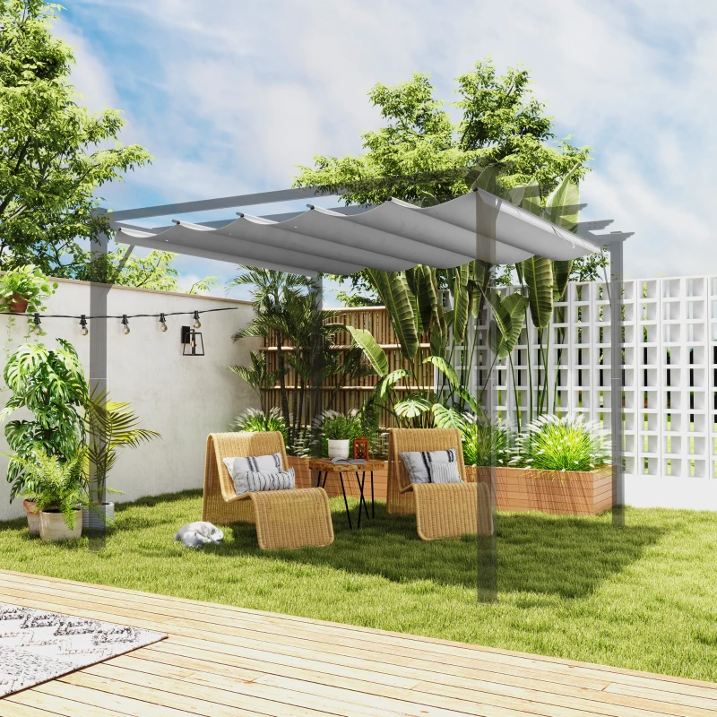 Best Retractable Pergola Shade Cover, Replacement Canopy Fabric for 3 x 3 (m) Pergola, Gazebo Retractable Roof, Light Grey - Image 8