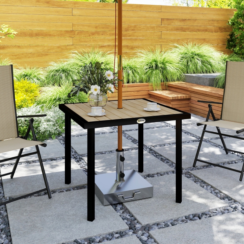 Best Square Garden Dining Table with 5.4cm Parasol Hole, Slatted Top, Metal Frame, 86 x 86 x 71cm, Brown - Image 9
