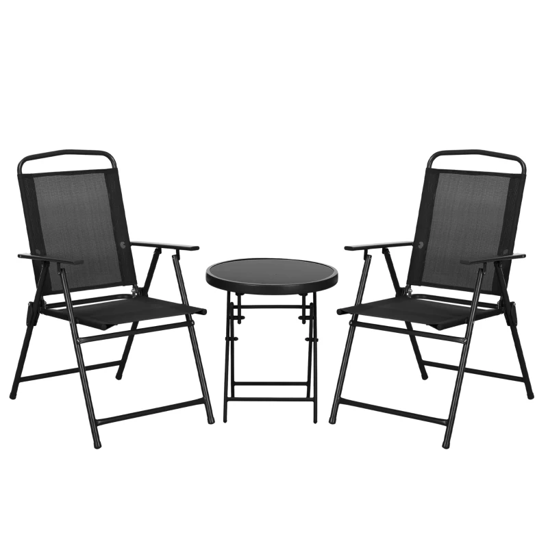 Best Three-Piece Garden Seat Set, with Glass-Top Table - Black