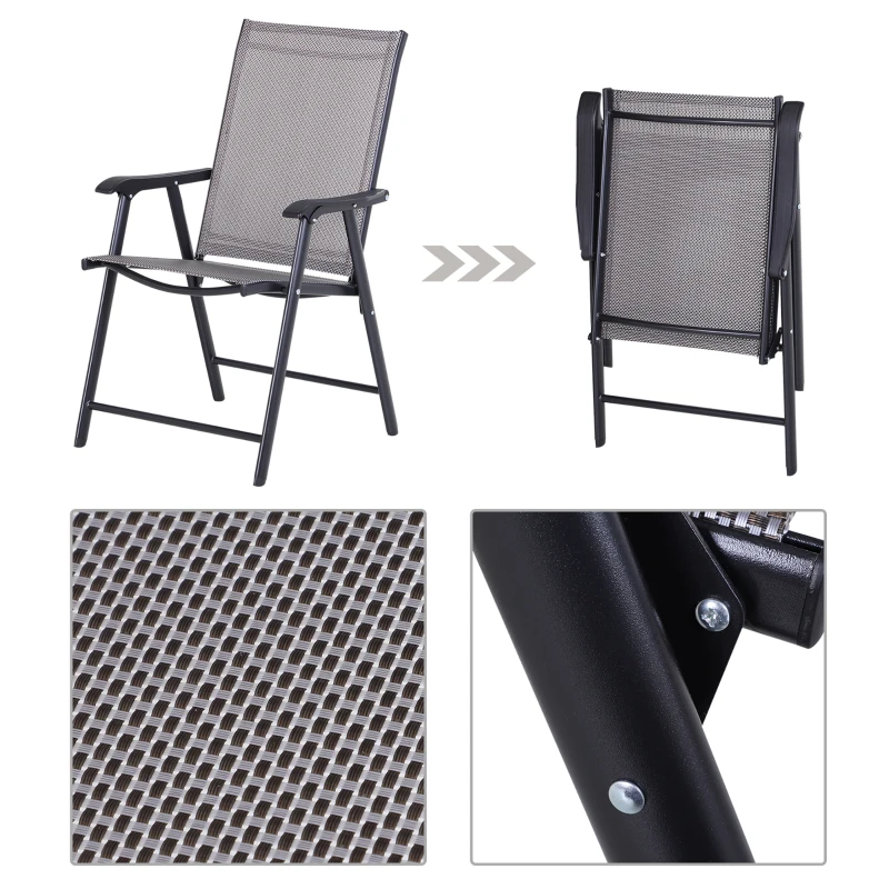 Best Set of 2 Folding Garden Chairs, Metal Frame Garden Chairs Outdoor Patio Park Dining Seat with Breathable Mesh Seat, Grey - Image 7