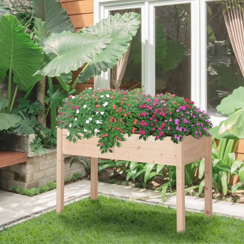 Best Garden Wooden Planters, Non-Woven Fabric, Rectangular Raised Bed,Fir Wood,Indoor/Outdoor, 122.5Lx56.5Wx76H cm - Image 2
