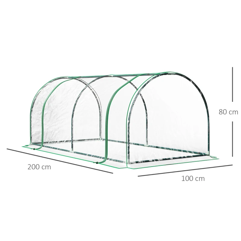 Best Tunnel Greenhouse Green Grow House for Garden Outdoor, Steel Frame, PE Cover, Transparent, 200 x 100 x 80cm - Image 3
