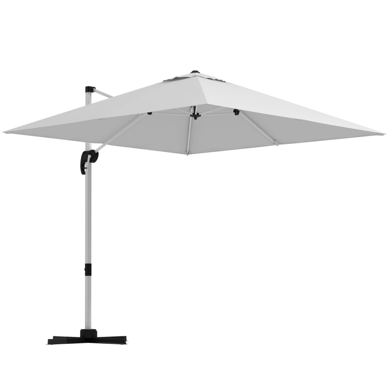 Best Square Cantilever Garden Parasol, with Five-Position Canopy - White - Image 11