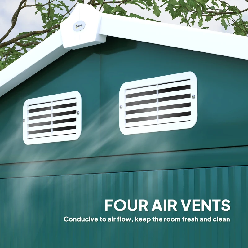 Best 7 x 4ft Garden Shed, Easy to Assemble, Upgraded Galvanised Steel Frame with Foundation Kit, Double Doors with Lock, Outdoor Metal Shed with Vents and Gloves, Garden Storage Shed, Green - Image 4