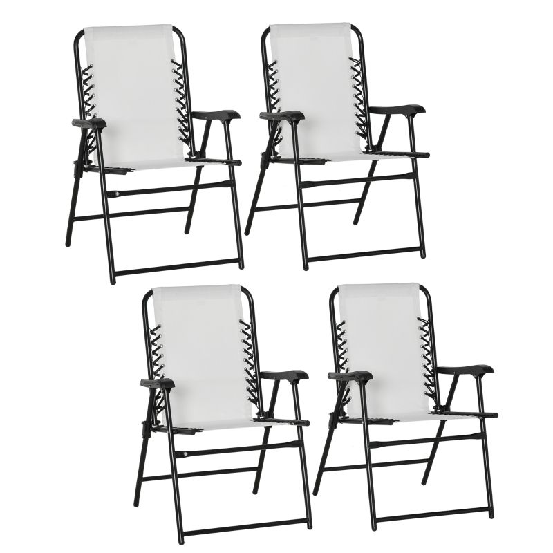 Best Pieces Patio Folding Chair Set, Outdoor Portable Loungers for Camping Pool Beach Deck, Lawn Chairs with Armrest Steel Frame, Cream White - Image 11