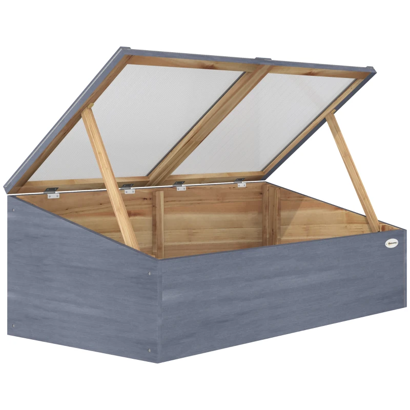 Best Wooden Cold Frame Mini Greenhouse Garden Polycarbonate Grow House with Independent Openable Top Covers for Flowers, Vegetables, Plants, 100 x 50 x 36 cm, Light Grey
