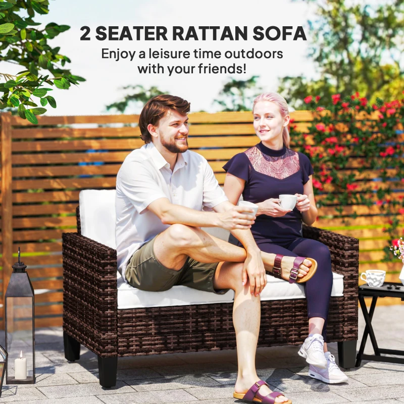 Best Two-Seater Rattan Outdoor Sofa - Brown - Image 4