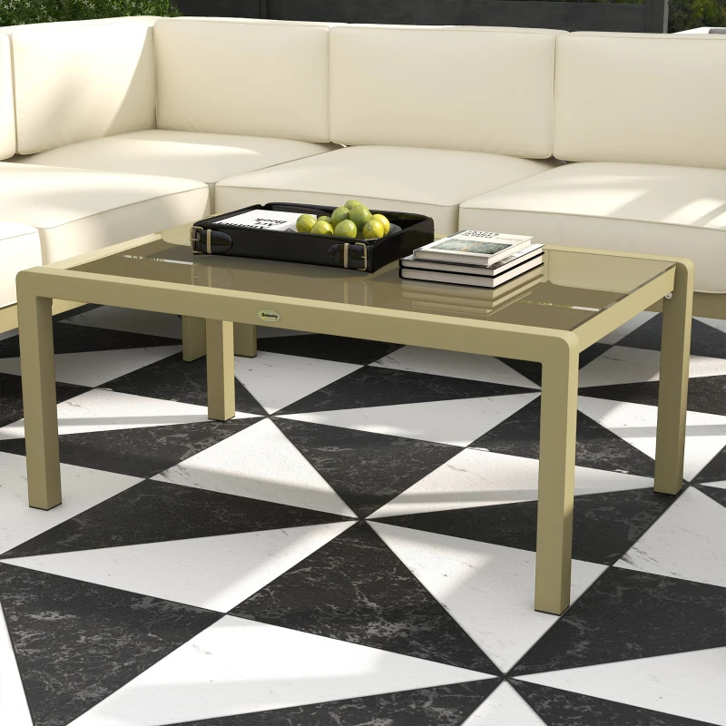 Best 5-Piece Garden Corner Sofa Set with Cushions, 6 Seater Aluminium Garden Furniture Set with Glass Top Coffee Table, Patio Sectional Conservatory Furniture for Patio & Terrace, Gold Tone - Image 8