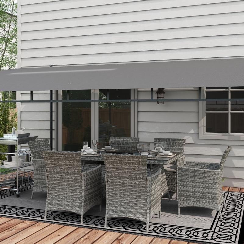 Best 7 Pieces Outdoor Rattan Garden Furniture with Fire Pit Table, 6 Seater Garden Table and Chairs with Cushions, Rattan Dining Set with Propane Heater Table, Windscreen, 50,000 BTU, Grey - Image 10