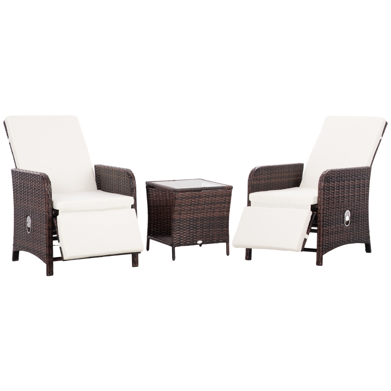 Best 3 Pieces Rattan Bistro Set Balcony Furniture with Cushions, Storage Function - Mixed-Brown - Image 11