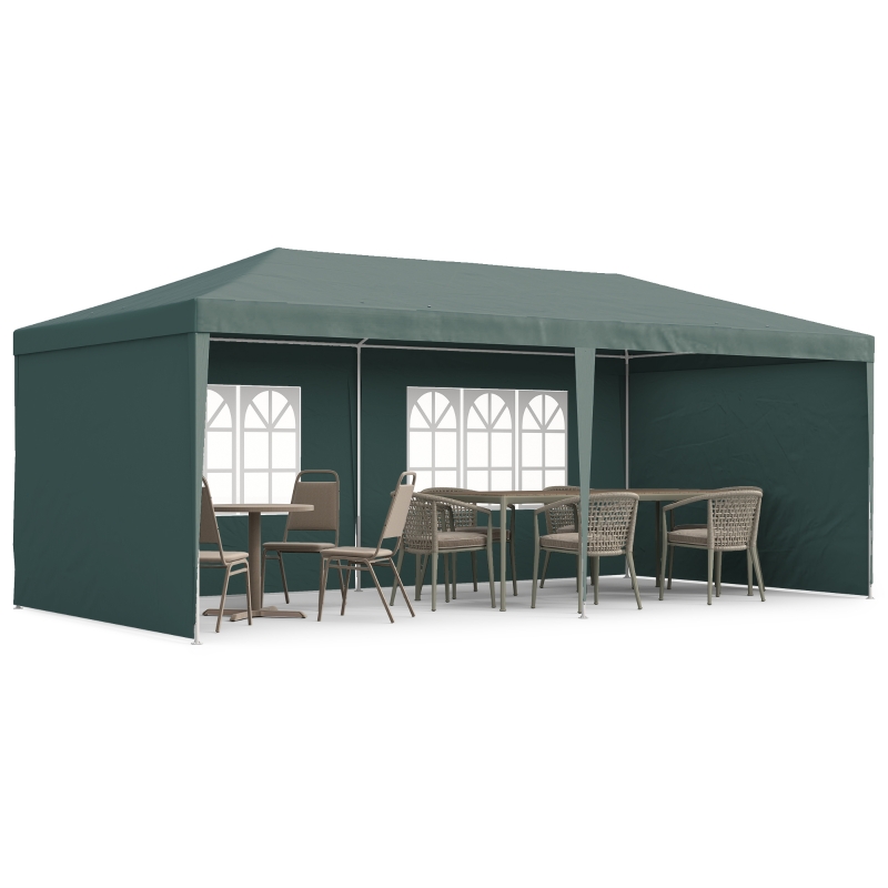 Best 6x3 m Party Tent Gazebo Marquee Outdoor Patio Canopy Shelter with Windows and Side Panels, Green - Image 10