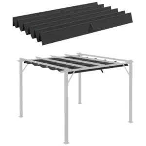 Best Retractable Pergola Shade Cover, Replacement Canopy Fabric for 3 x 3 (m) Pergola, Gazebo Retractable Roof, Dark Grey