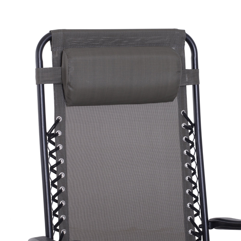 Best Zero Gravity Chair Metal Frame Texteline Armchair Outdoor Folding and Reclining Sun Lounger with Head Pillow for Patio Decking Gardens Camping, Grey - Image 12