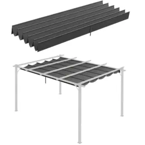 Best Retractable Pergola Shade Cover, Replacement Canopy for 4 x 3 (m) Pergola, Retractable Roof, Dark Grey
