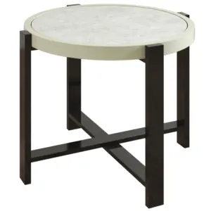 Best Round Small Garden Table, 60cm Outdoor Side Table with Faux Marble Tempered Glass Top, Aluminium Frame for Garden, Patio, Balcony, Light Grey