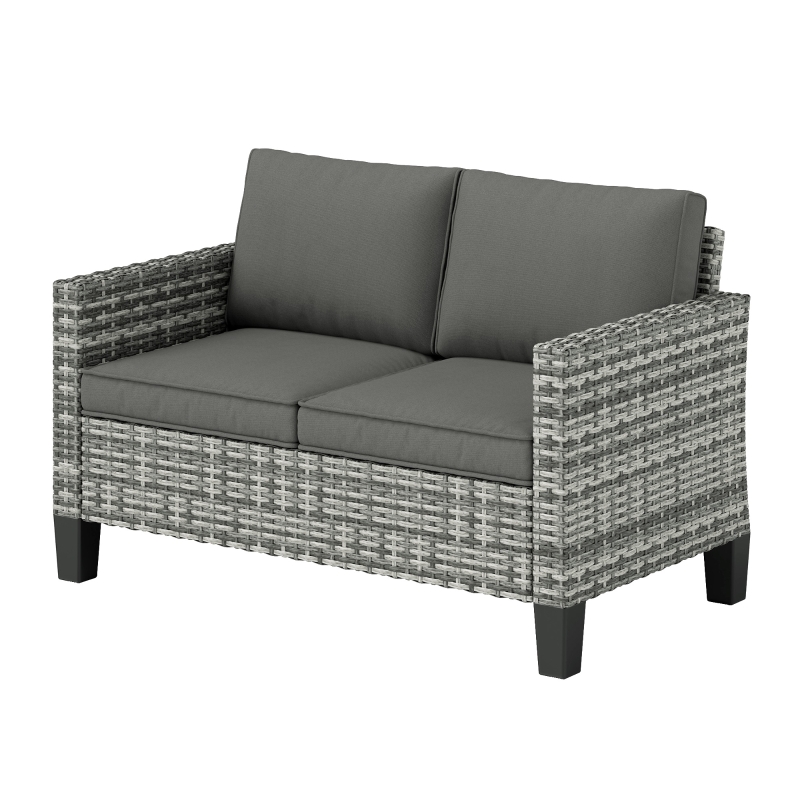 Best Two-Seater Rattan Outdoor Sofa - Light Grey - Image 11