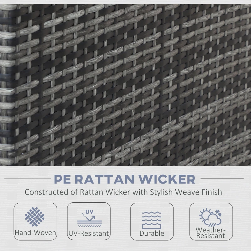 Best 4pc Garden Rattan Wicker Outdoor Furniture Patio Corner Sofa Love Seat and Table Set with Cushions Side Desk Storage, Mixed Grey - Image 4