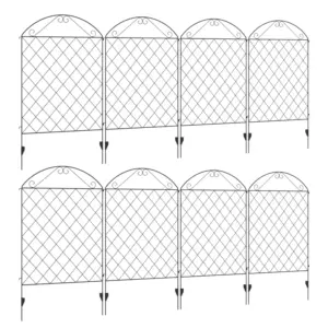 Best Decorative Garden Fencing, 43in x 23ft Outdoor Picket Fence Panels, 8PCs Rustproof Metal Wire Landscape Flower Bed Border Edging Animal Barrier, Black