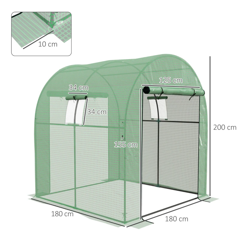 Best 180 x 180cm Walk-In Polytunnel Greenhouse - Green - Image 3