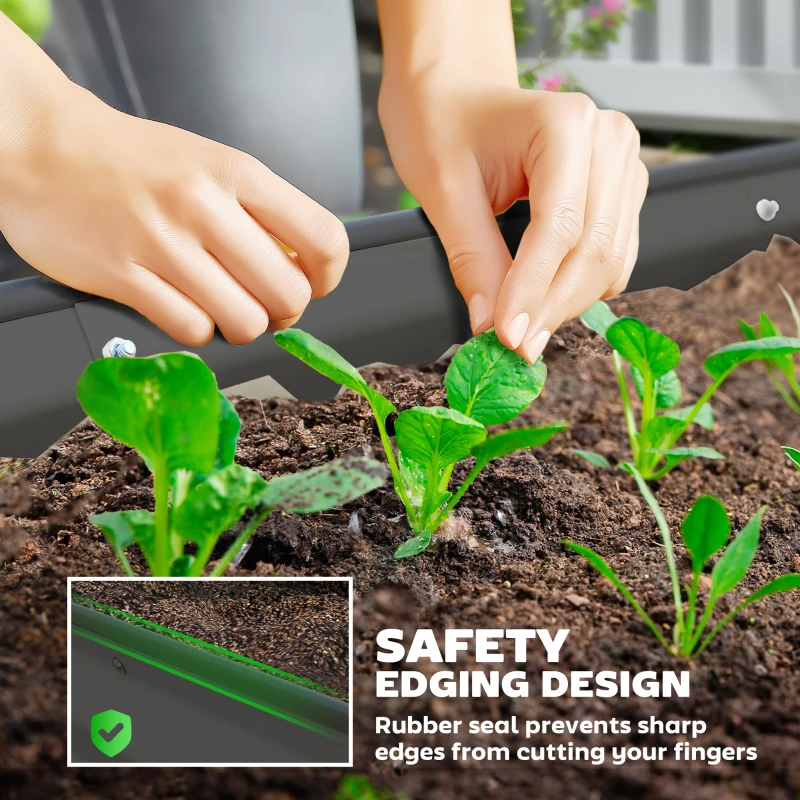 Best Set of Two 181 x 93cm Steel Planters - Dark Grey - Image 6