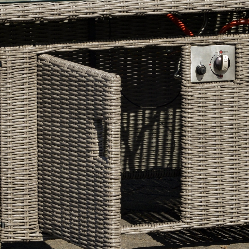 Best 8-Seater Outdoor PE Rattan Sofa Set Conversation Set w/ Fire Pit Table, L-Shape Sofa, Footstool and Furniture Cover - Image 13