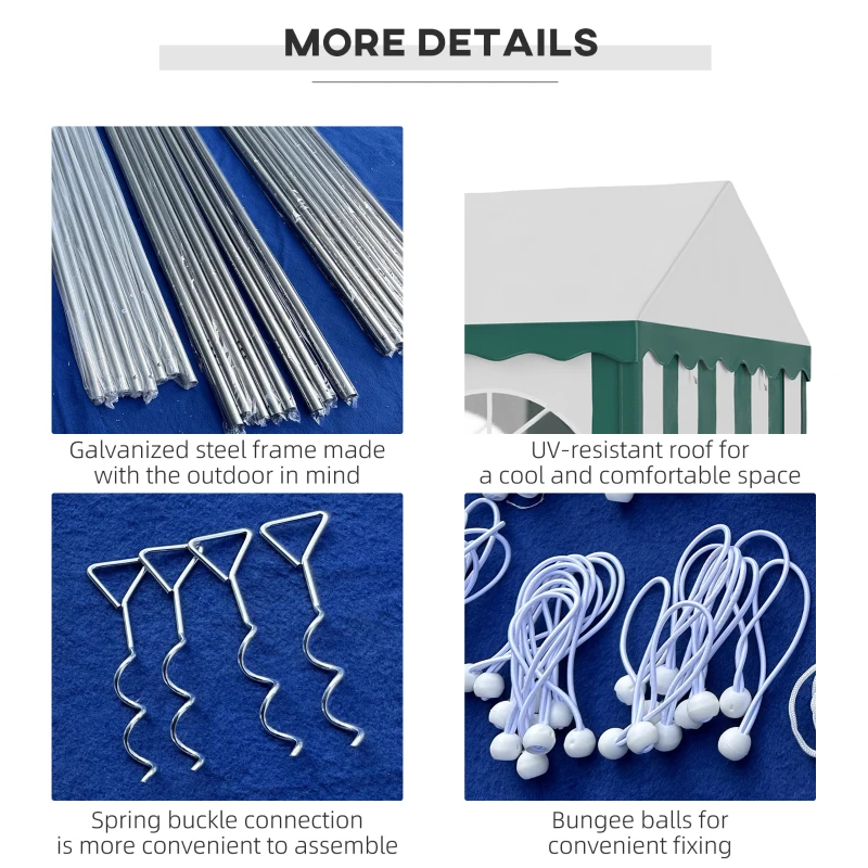 Best 8 x 4m Garden Gazebo with Sides, Galvanised Marquee Party Tent with Eight Windows and Double Doors, for Parties, Wedding and Events - Image 7